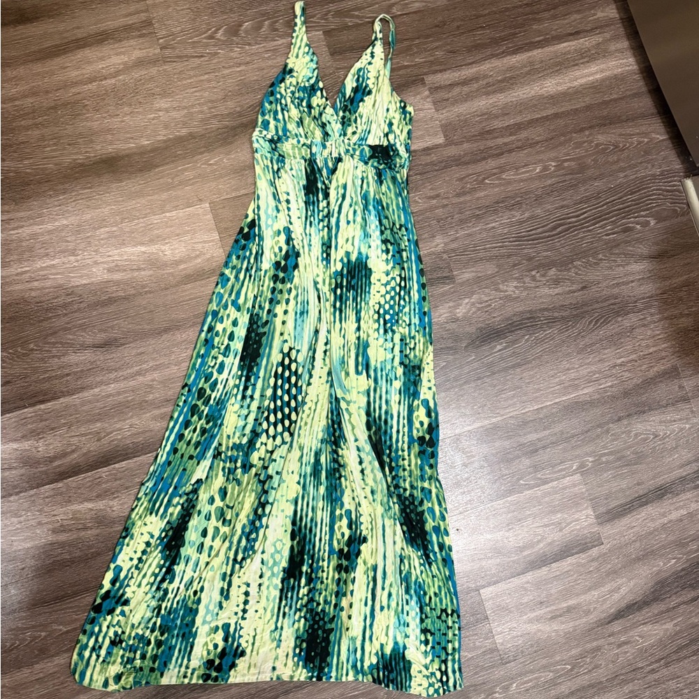 Soma Vibrant Green and Blue Maxi Dress
